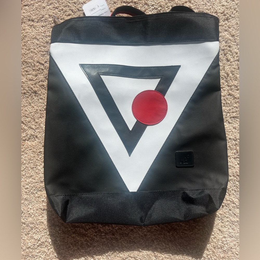 #345 NEW from Croatia, Chic, Gorgeous, Modern  Black & White Backpack with Red.